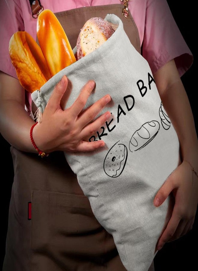 MAOSGO Bread Bags, 2 Pack Large Linen Bread Bag Reusable Bread Storage Container for Homemade Bread Sourdough, Fresh Keeping & Reusable Pastries Loaves Bags for homemade bread gift giving - Image 4
